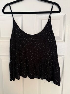 Black Polka Dot Peplum Cami Top